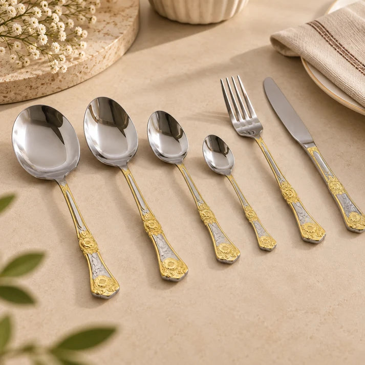 Premium Stainless Steel Gold-Accent Cutlery Set