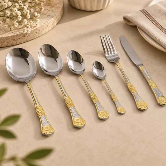 Premium Stainless Steel Gold-Accent Cutlery Set