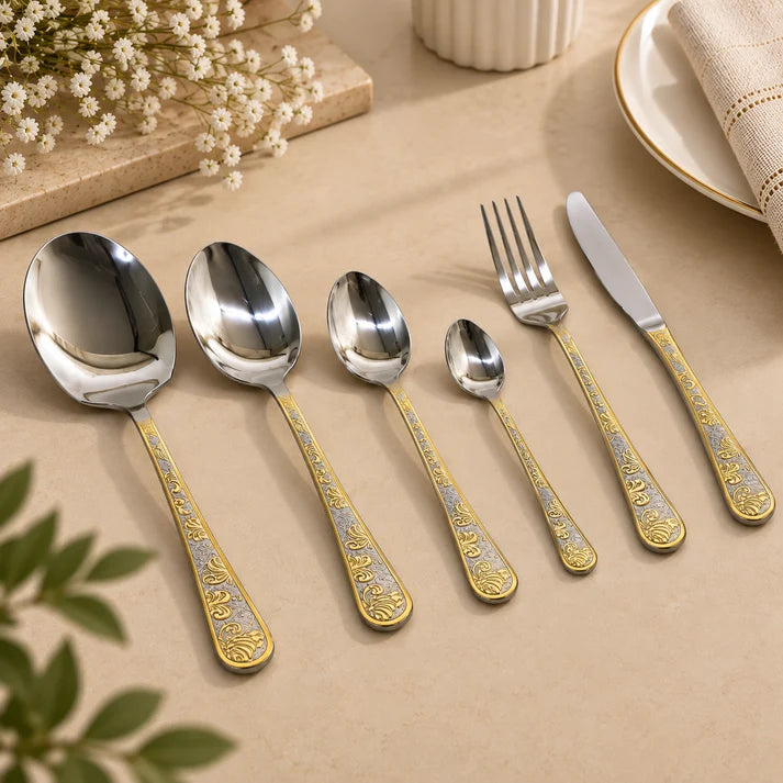 Royal Gold-Accent Stainless Steel Cutlery Set