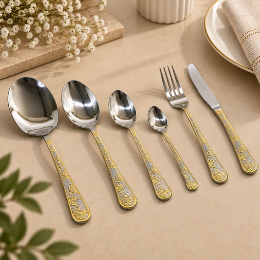 Royal Gold-Accent Stainless Steel Cutlery Set
