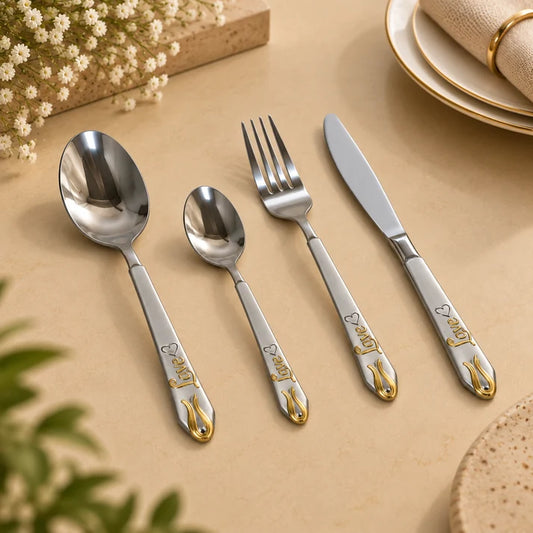 Love Heart 24-Piece Stainless Steel Cutlery Set