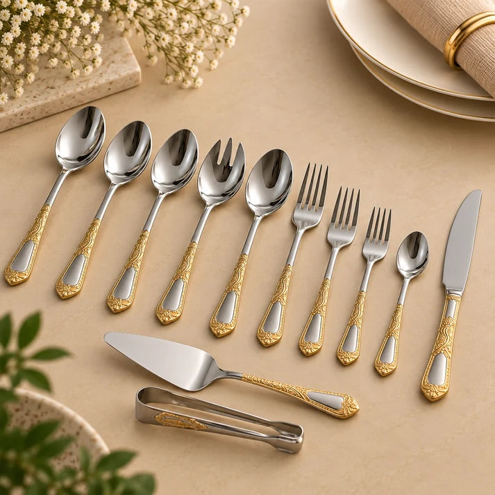 Royal Gold Filigree 72-Piece Stainless Steel Cutlery Set