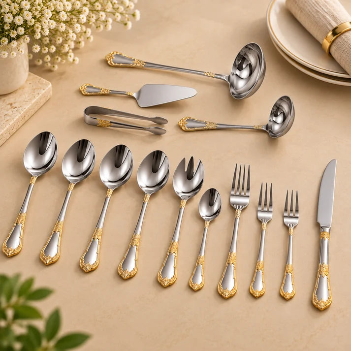 Royal Gold Filigree 72-Piece Stainless Steel Cutlery Set