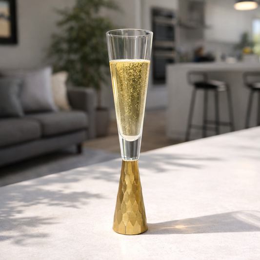 Crystal Gold Base Champagne Flutes – 4pcs