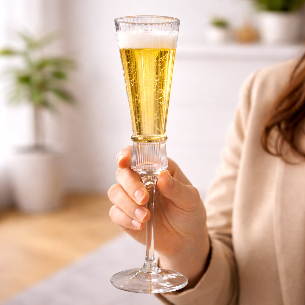 Crystal Gold Rim Champagne Flutes – 6pcs
