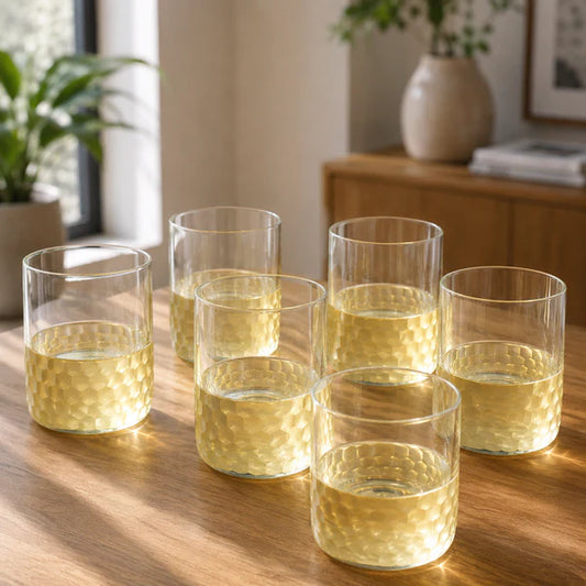 Golden Bottom Crystal Glass - Round - Set of 6