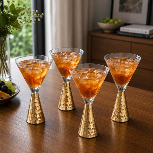 Hammered Cocktail Flutes Glass - 4 Pcs