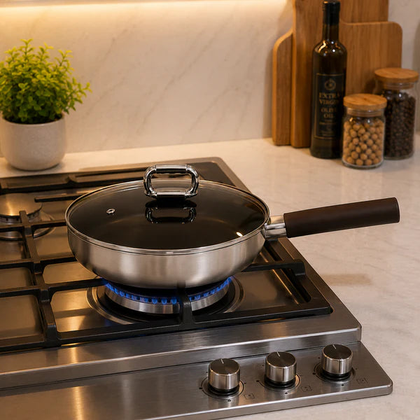 Stainless Steel Fry Pan with Glass Lid