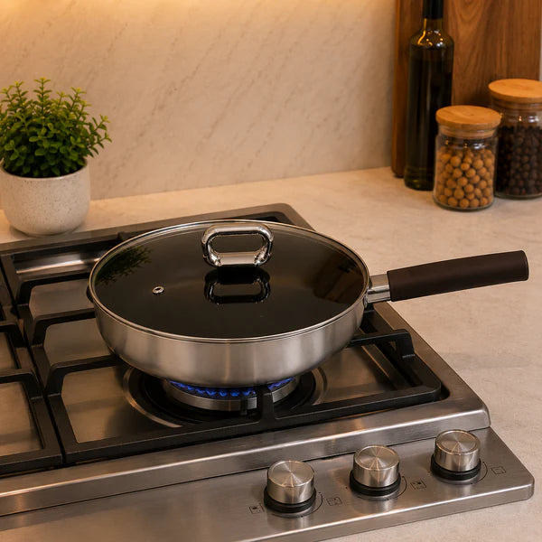 Stainless Steel Fry Pan with Glass Lid