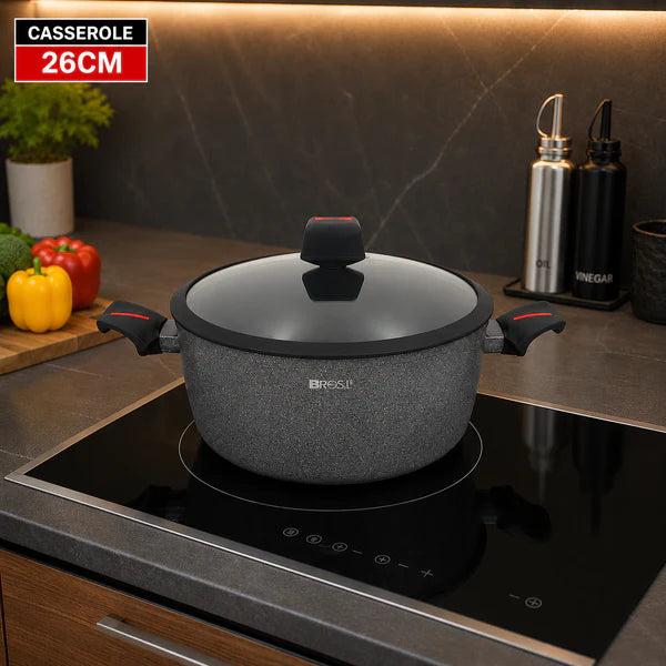 Granite Non-Stick Casserole with Glass Lid