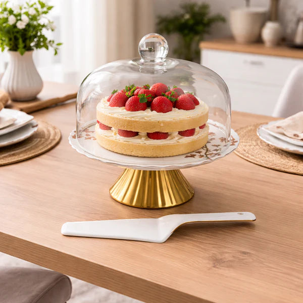 Angela 11.5" Cake Stand with Glass Lid & Lifter