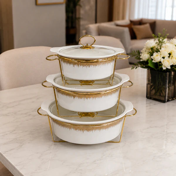 Round White Serving Dish Set