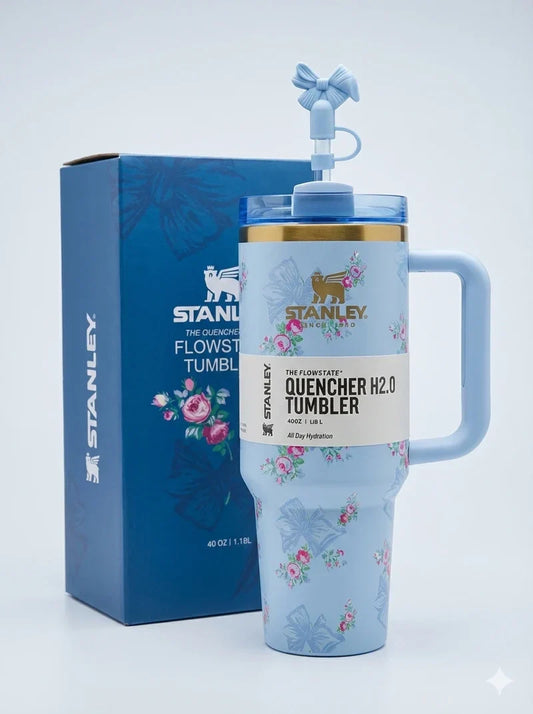 The Floral Quencher H2.0 FlowState™ Tumbler | 40 OZ | Blue