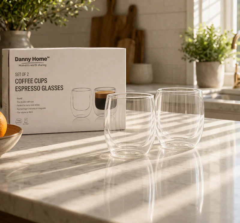 Danny Home Double Walled Espresso Glasses 80ml - 2Pcs Set
