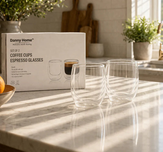 Danny Home Double Walled Espresso Glasses 80ml - 2Pcs Set