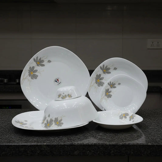 Floral Elegance Opal Dinner Set – 26 Pieces