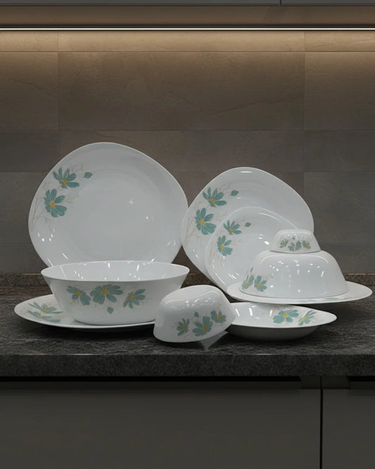 26-Piece Opal Dinner Set – Blue Floral Design