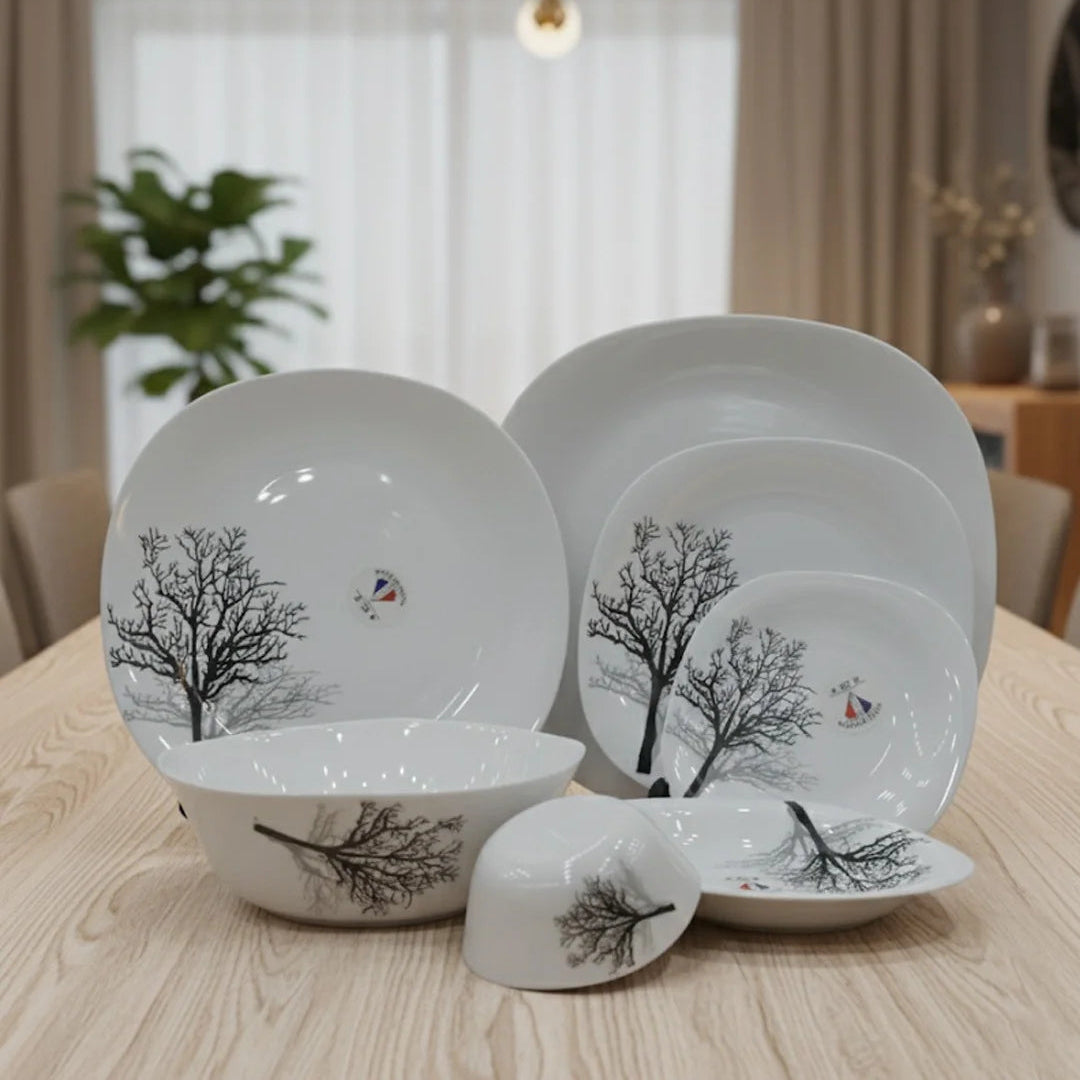 Opal Minimalist Winter Tree Dinnerware Set– 26 Pieces