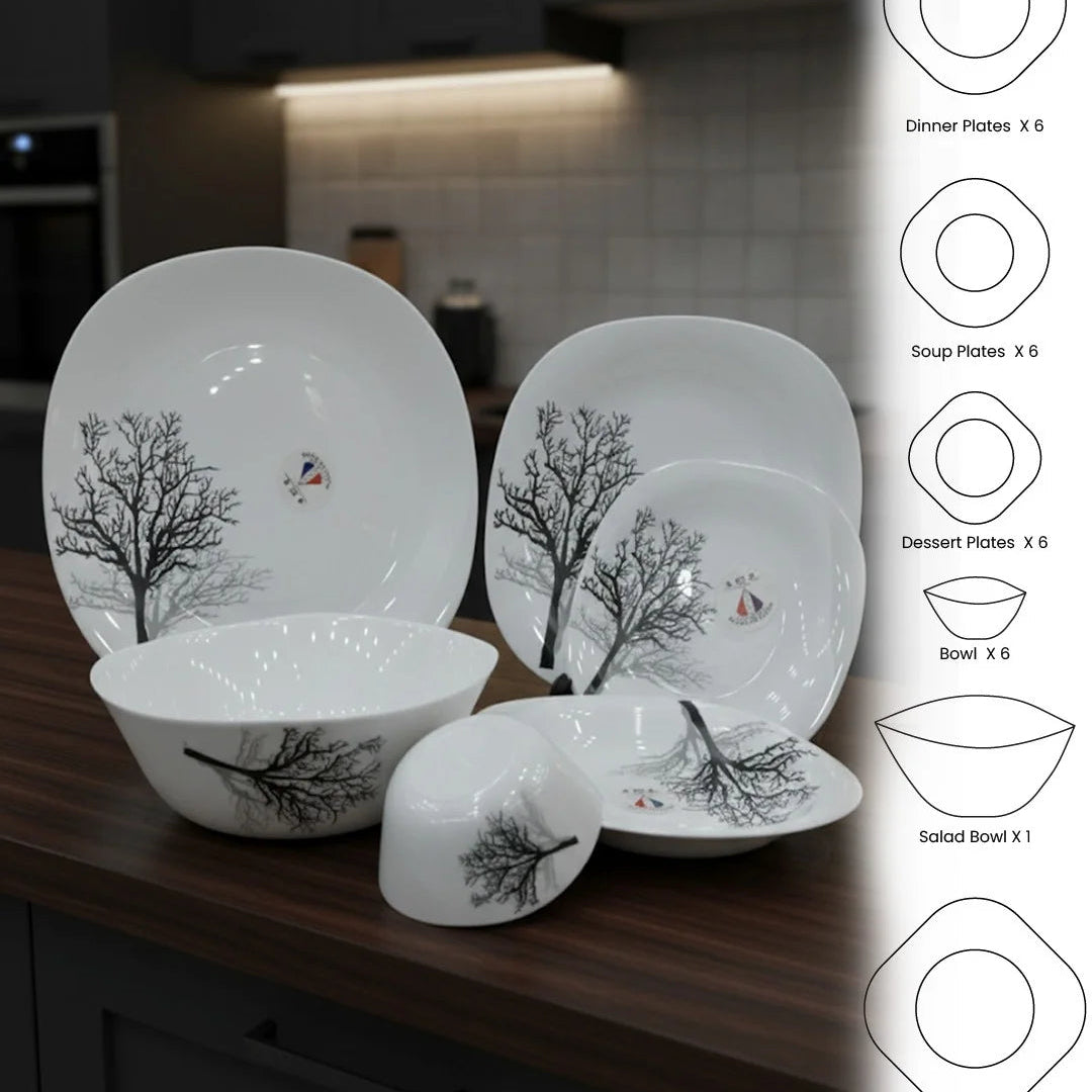 Opal Minimalist Winter Tree Dinnerware Set– 26 Pieces
