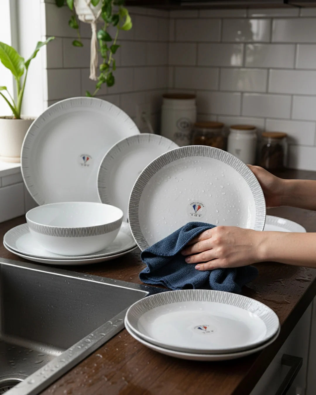 26-Piece Opal Dinner Set – Grey Line Design