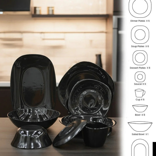 Luxury Opal  Black Dinnerware Set