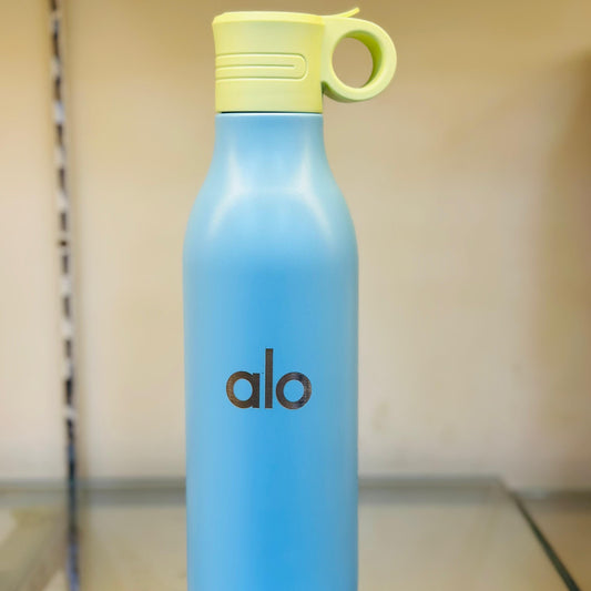 ALO Premium Water Bottle 700ML – Sky Blue with Lime Cap (Trendy Leakproof Bottle)