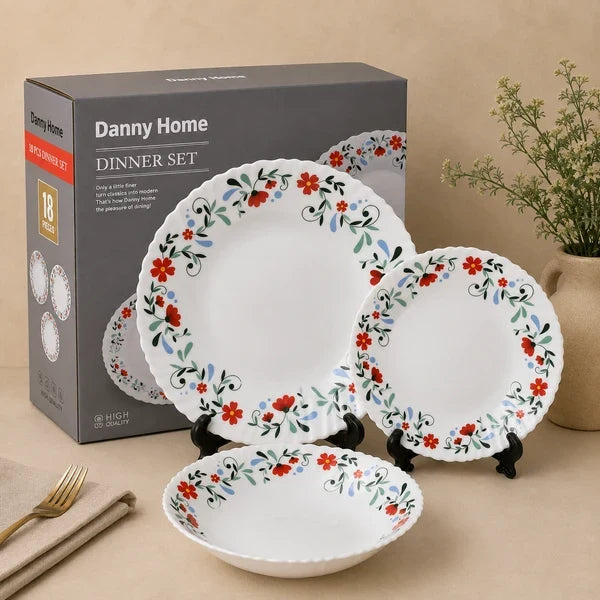 Danny Home 18 Pcs Scarlet Blossom Dinner Set
