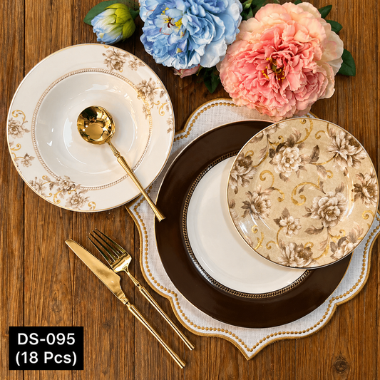 Mocha Blossom 18 Piece Dinner Set