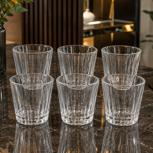 6 Pieces Premium Gold Rim Glass Tumbler Set