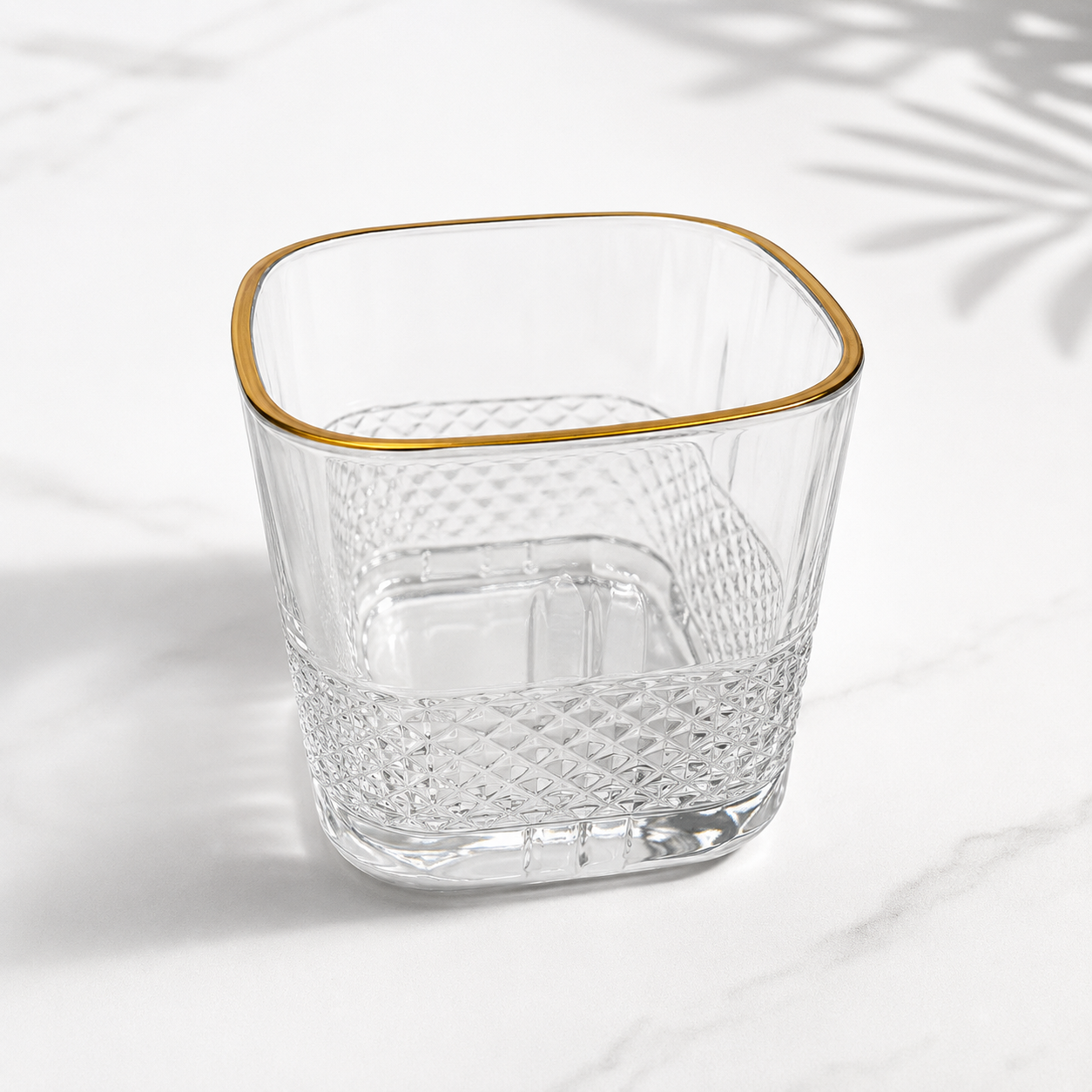 6 Pcs Gold Rim Square Glass Set