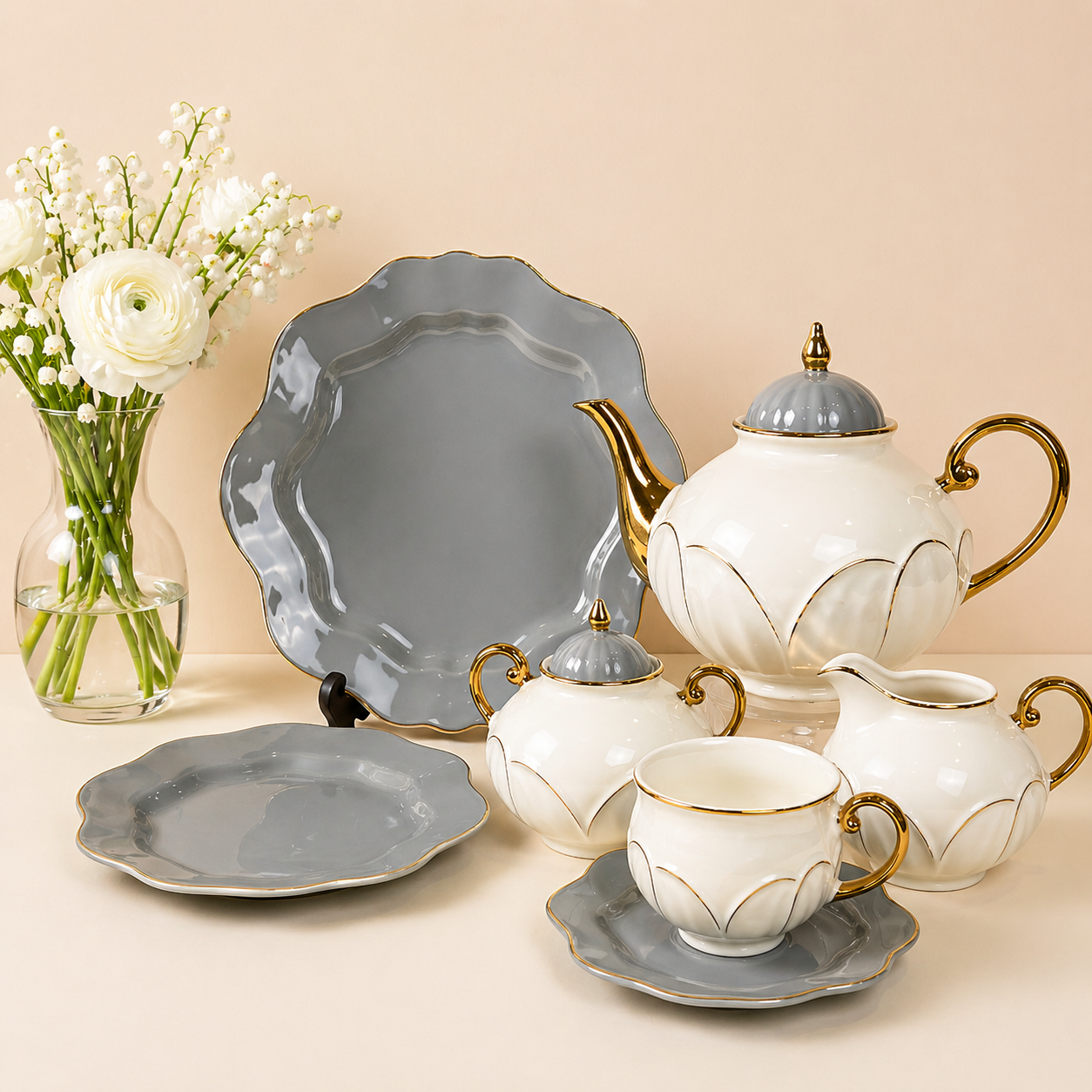 Premium Luxury 24PC Porcelain Tea Set
