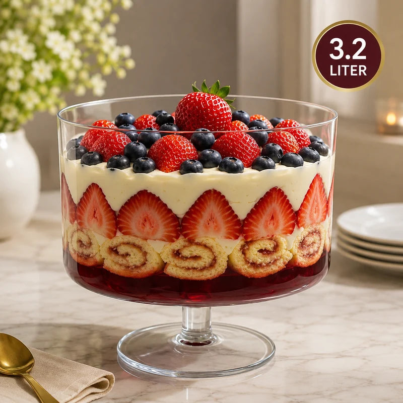 Glass Trifle Dessert Bowl with Pedestal Base