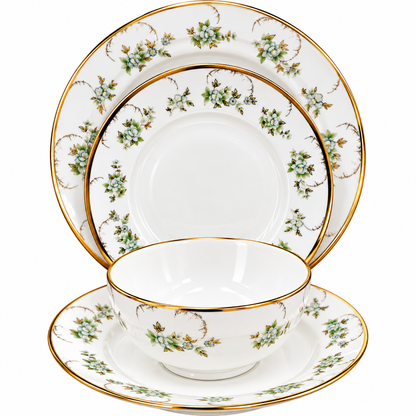 Premium Porcelain 24-Piece Dinner Set for 6 Persons – Elegant Floral & Gold Rim
