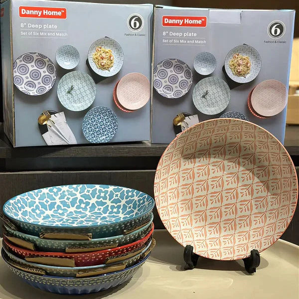 Danny Home Bohemian Design Pasta Bowls 6pcs 20.4cm