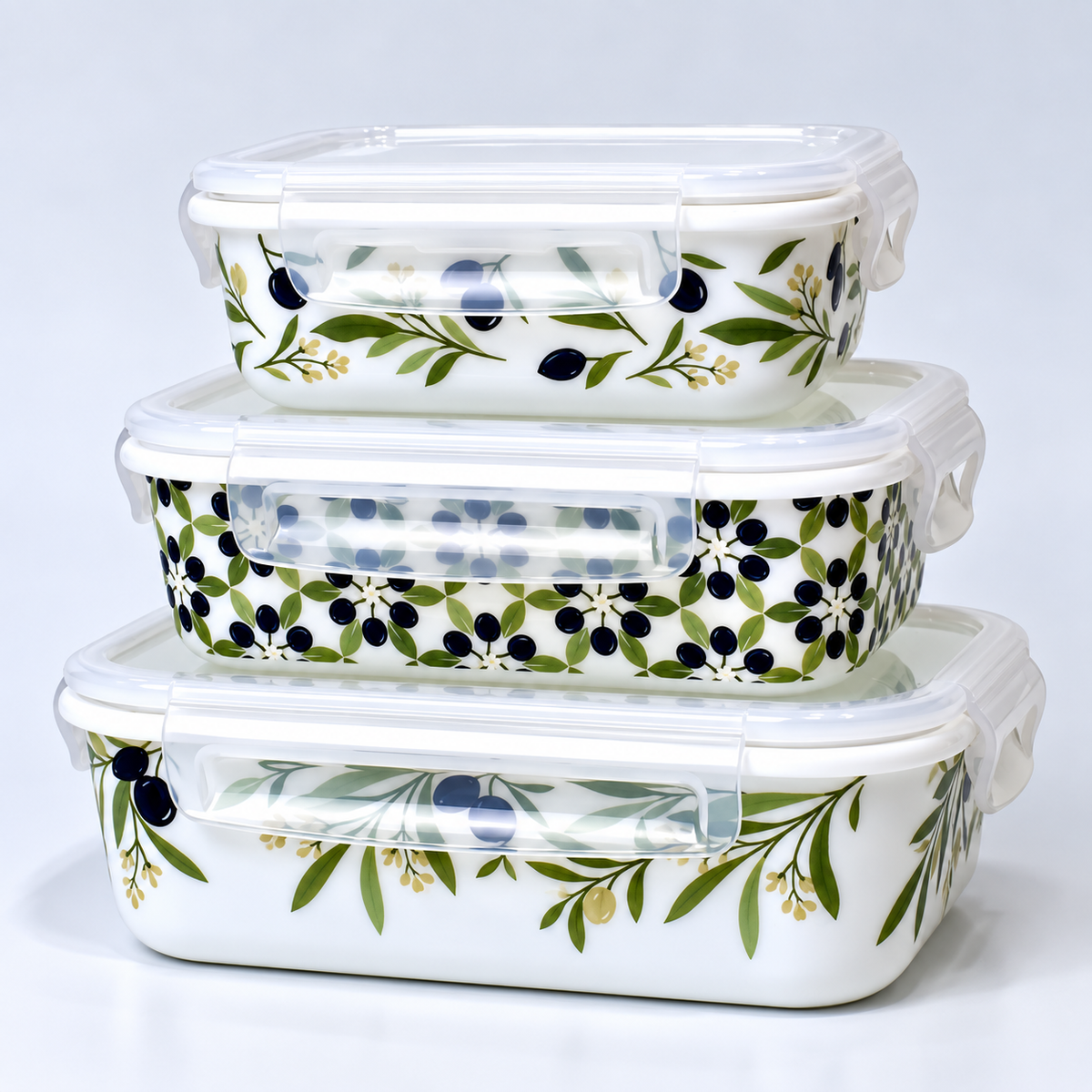 3-Piece Marble Bowl Set – Airtight Food Storage Containers
