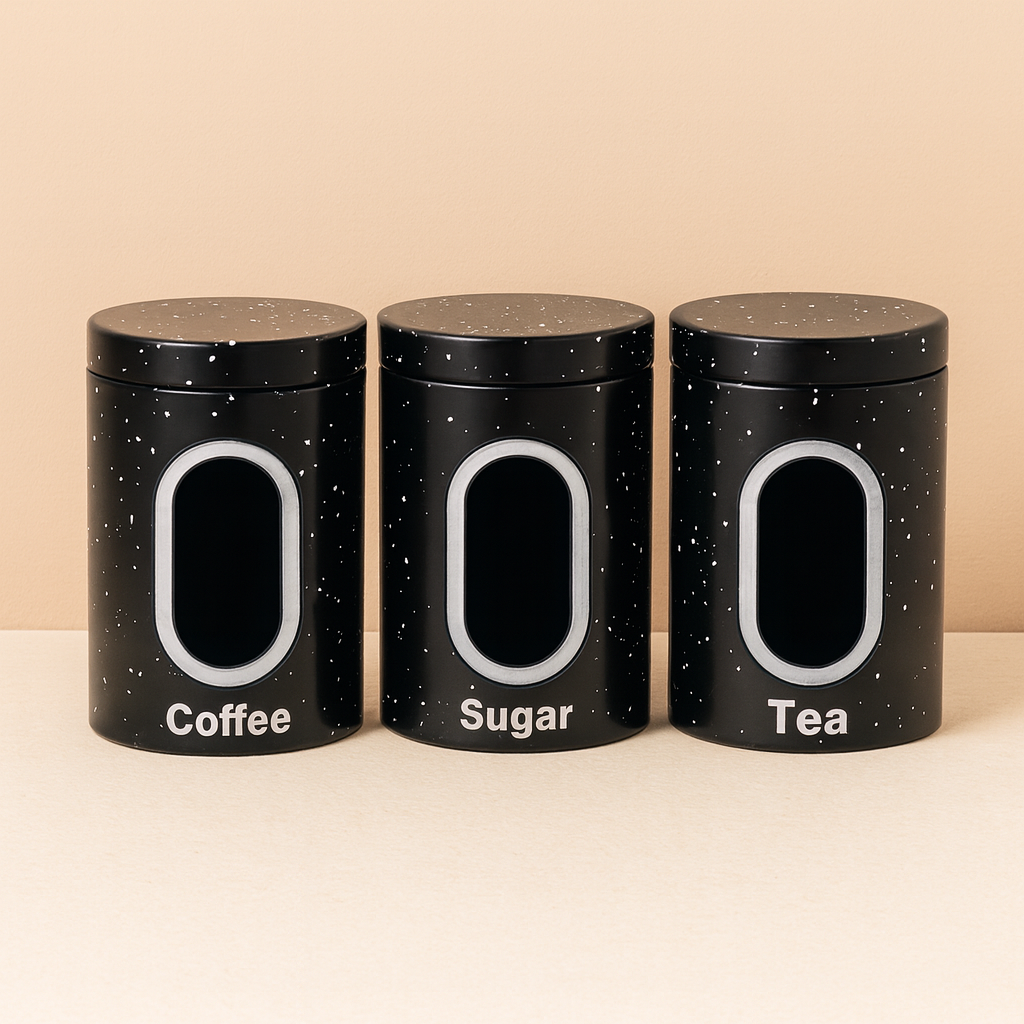 HausRoland Modern Speckled Container Set - Black