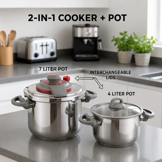 Falez 2-in-1 Stainless Steel Cooker Set (4L + 7L)