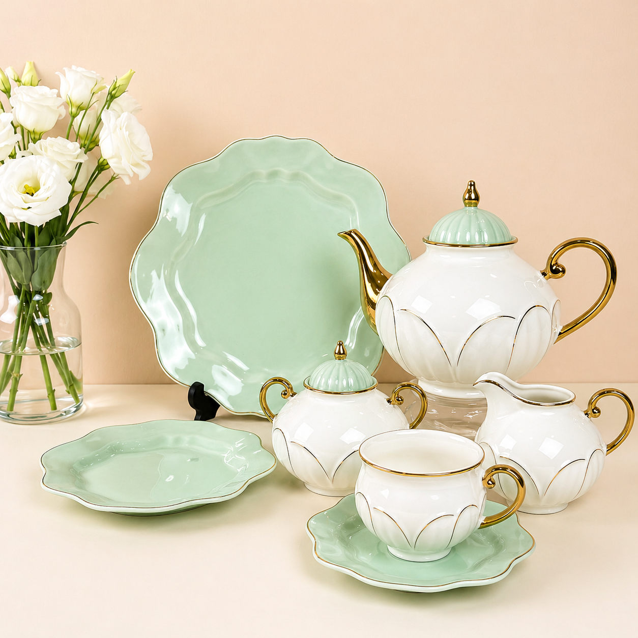 Premium Luxury 24PC Porcelain Tea Set