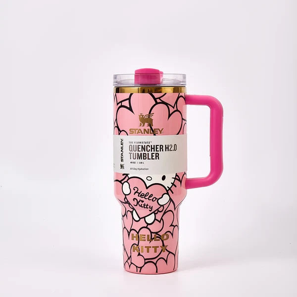 40oz Stanley x Hello Kitty Dupe Sweet Hearts Glitter Tumbler