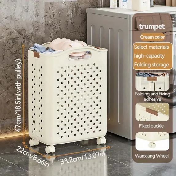 Foldable Rolling Laundry Basket