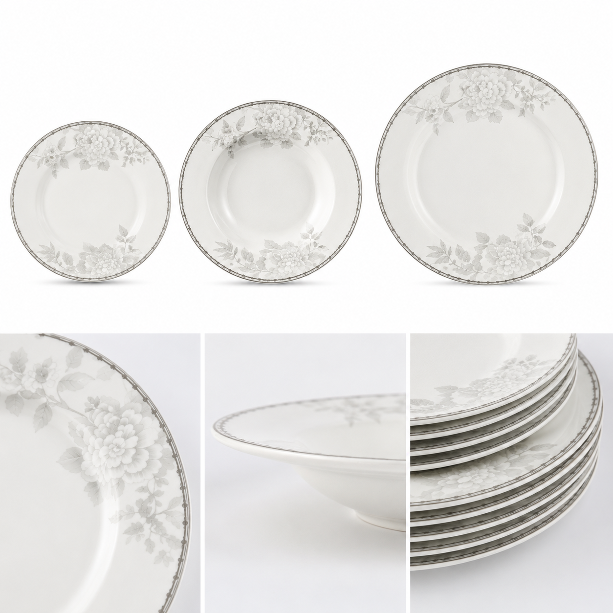 Premium Superbone 18pcs Dinnerware Set with Floral Design