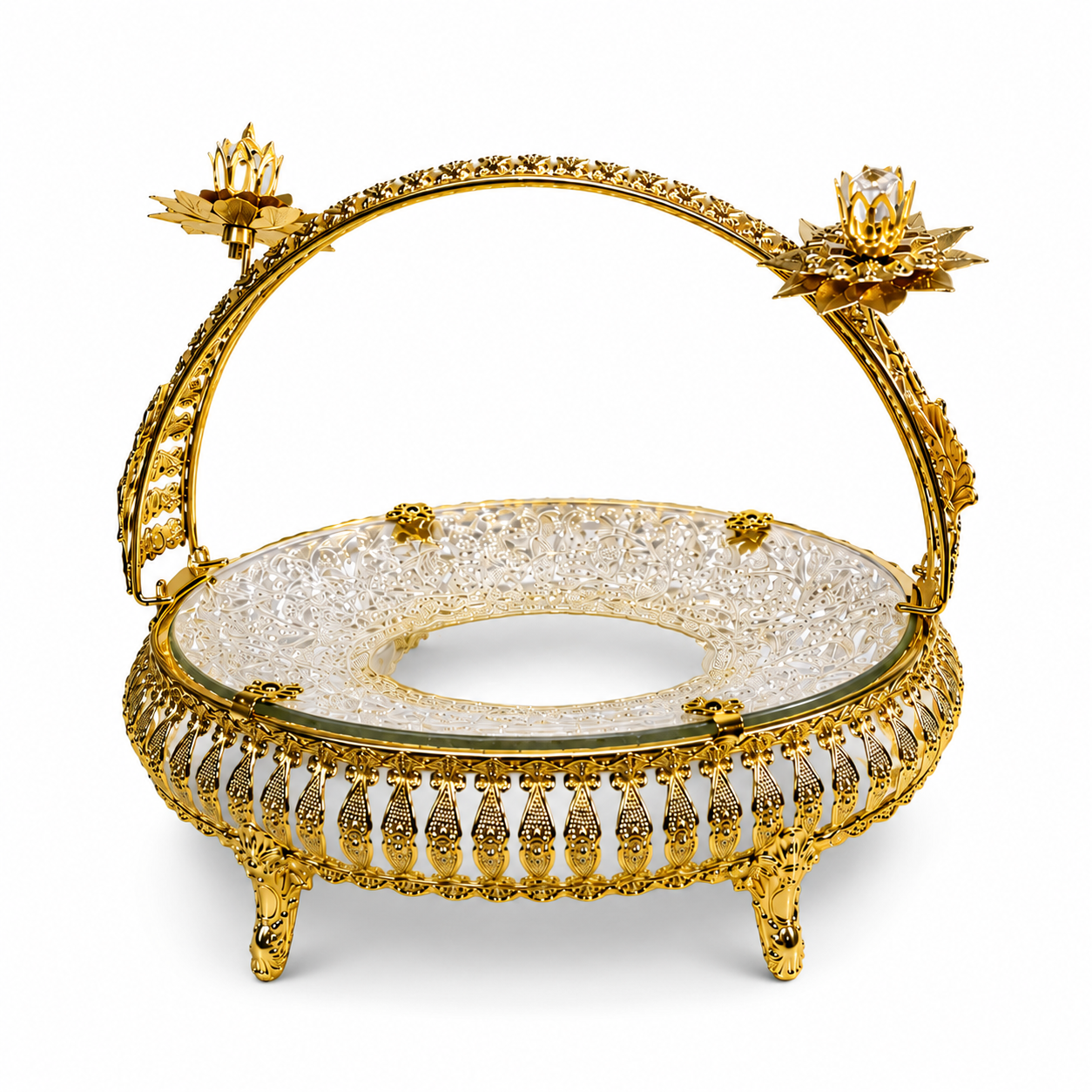 Royal Gold Crystal Serving Basket Tray