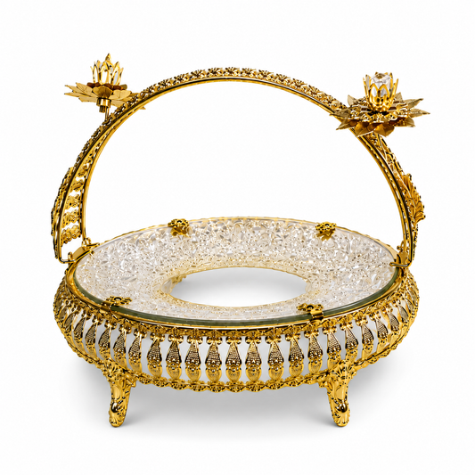 Royal Gold Crystal Serving Basket Tray
