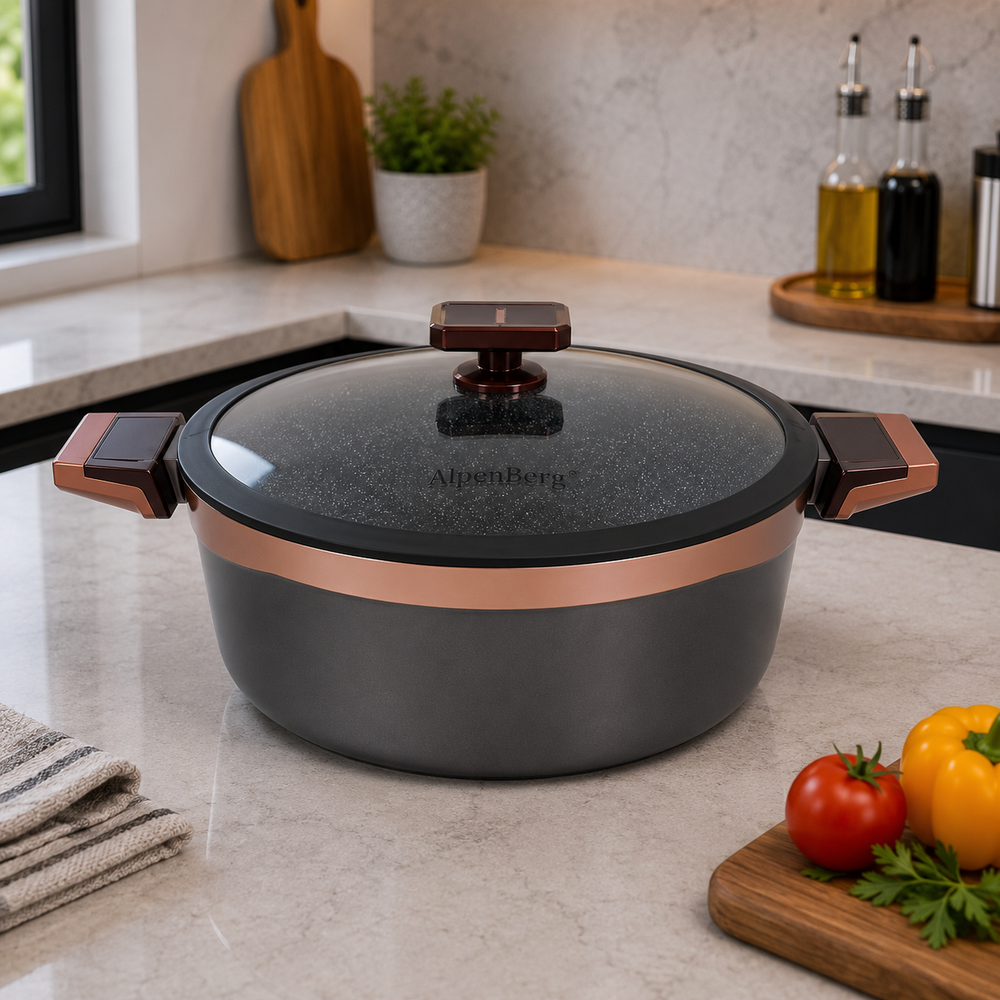 Alpenberg 28cm Glass Lid Pot – Gray Copper Edition