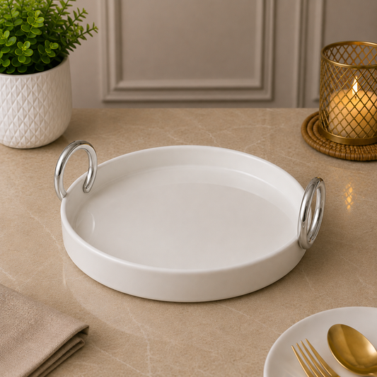 Brilliant Classic Serve 10.75" Ceramic Plate with  Handles