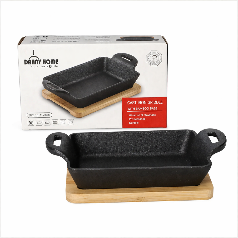 Danny Home Sizzling Pan with Bamboo Base 19.4cm