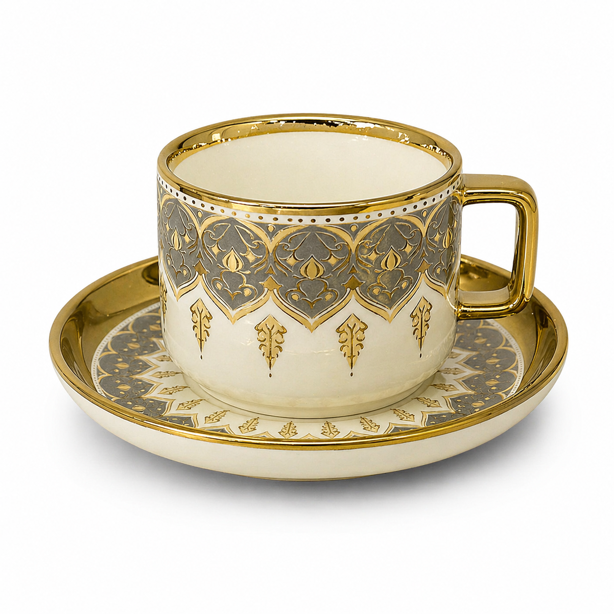Tea Cup & Saucer Set – 12 Piece Premium Ceramic Set (6 Cups + 6 Saucers)
