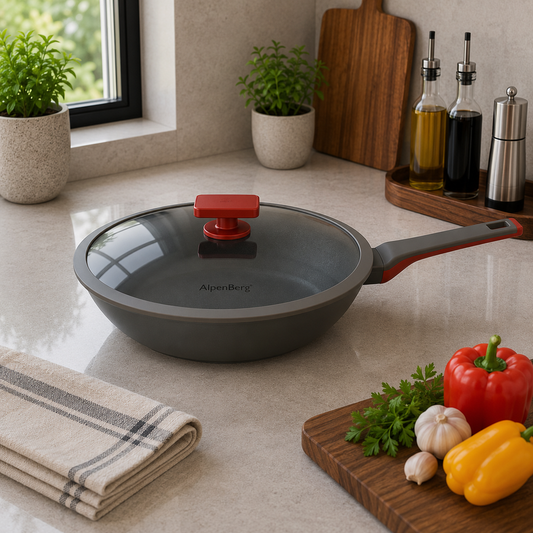 Alpenberg 28cm Wok Pan with Glass Lid