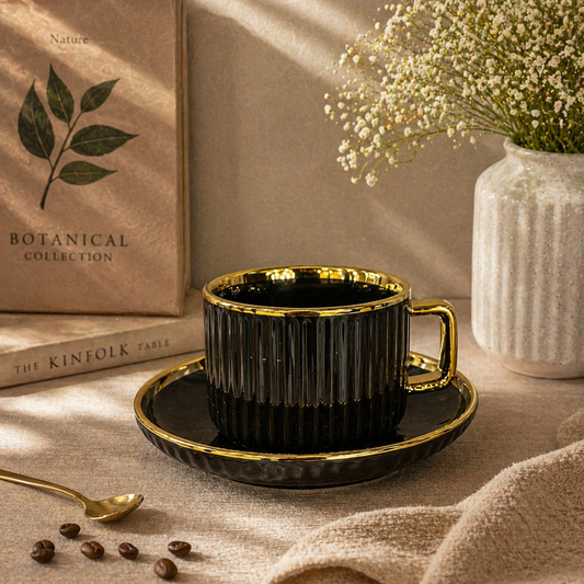 Tea Cup & Saucer Set – 12 Piece Premium Ceramic Set (6 Cups + 6 Saucers)