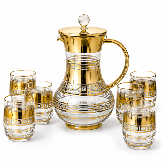 Luxury Gold Glass Water Set – 7 Pieces